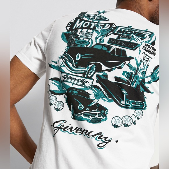 NWOT Men’s X-Large Givenchy Motel Cars Print Cotton T-Shirt In White/Multicolor - Picture 5 of 14